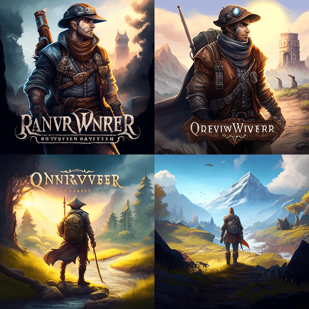 Four AI-generated motifs for an adventure game