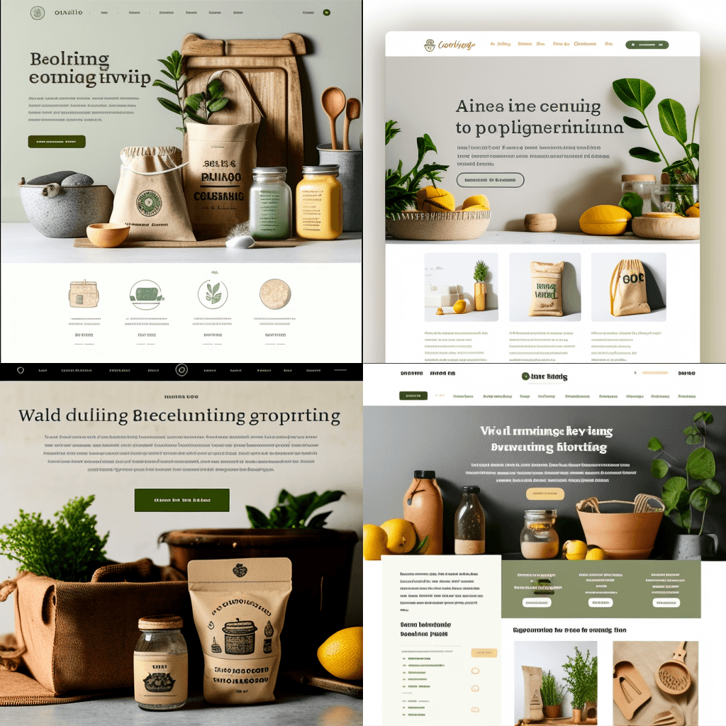 AI-generated website suggestions for an interior design store