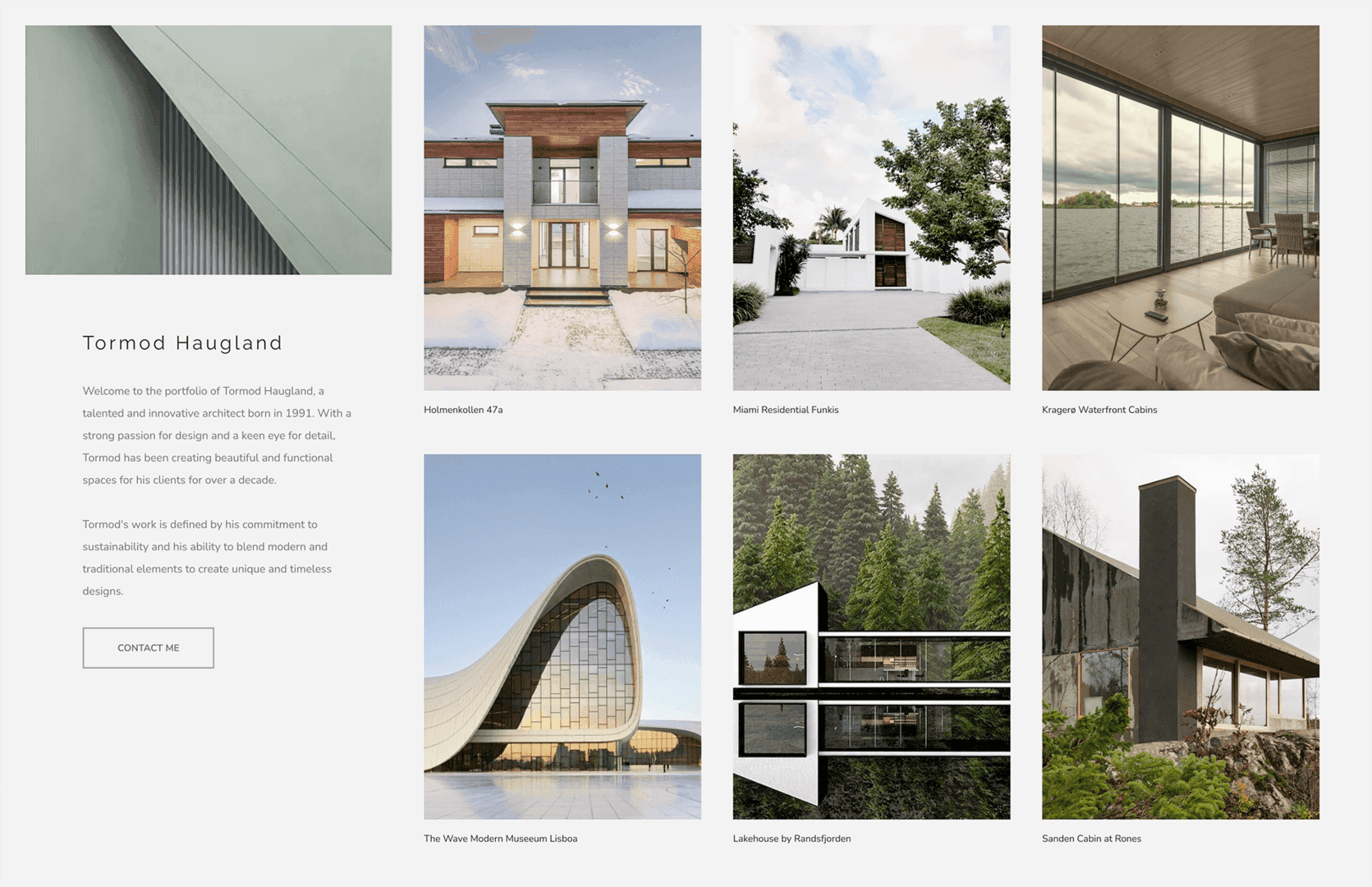 Adjusted design of the architect's portfolio website