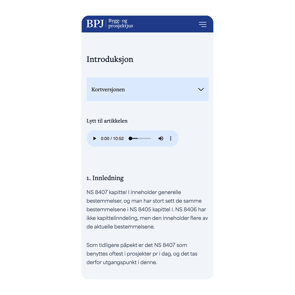 Mobilvisning av en fagartikkel fra Bygg og prosjektjus